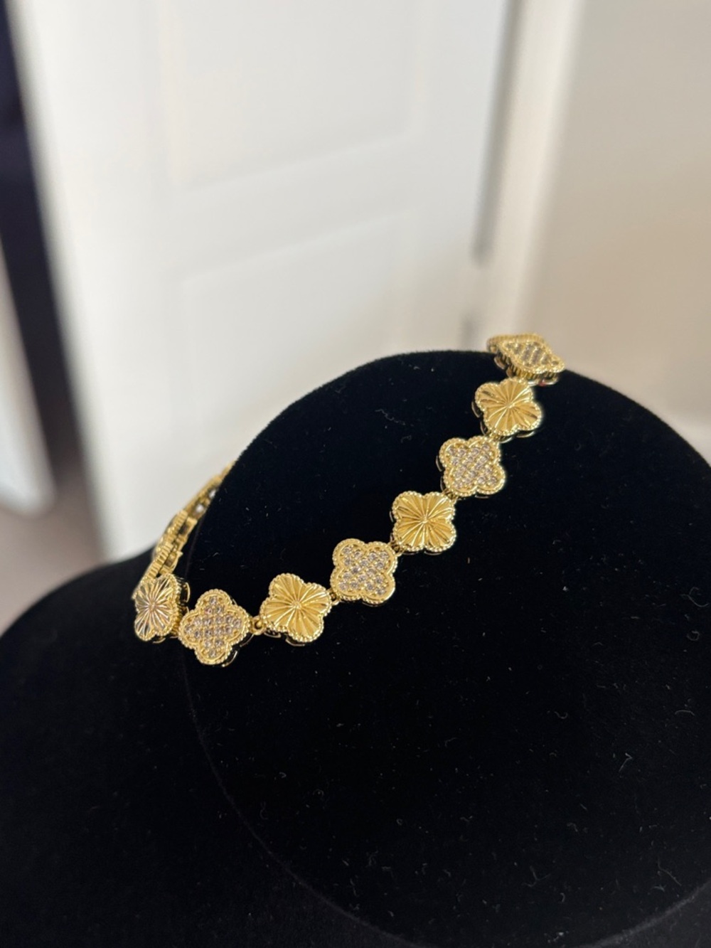 Gold Tone Floral Link Bracelet - Elegant Women's Jewelry